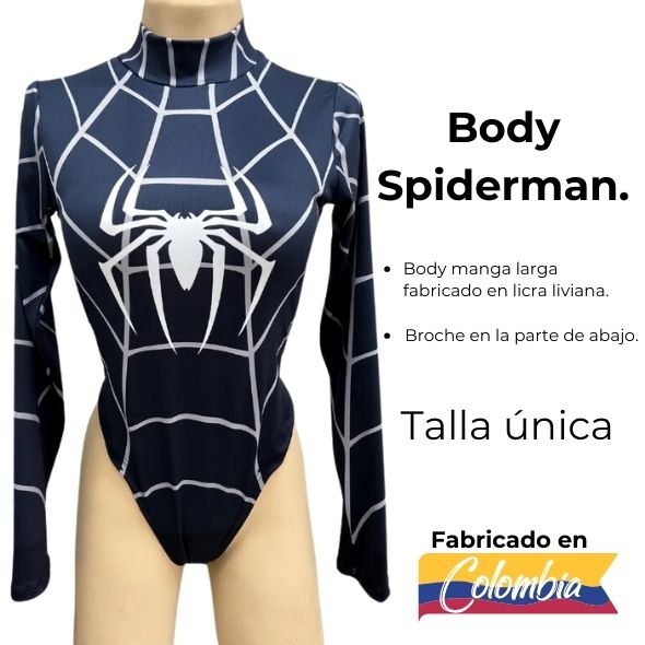 BODY TEMÁTICO SPIDERMAN BLACK MANGA LARGA.