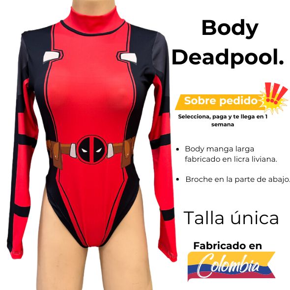 BODY TEMÁTICO DEADPOOL MANGA LARGA.